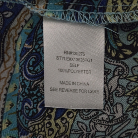 DANIEL RAINN Blue Boho Style Short Cap Sleeve Sheer Blouse Crochet Lace Size 1X - Picture 9 of 10